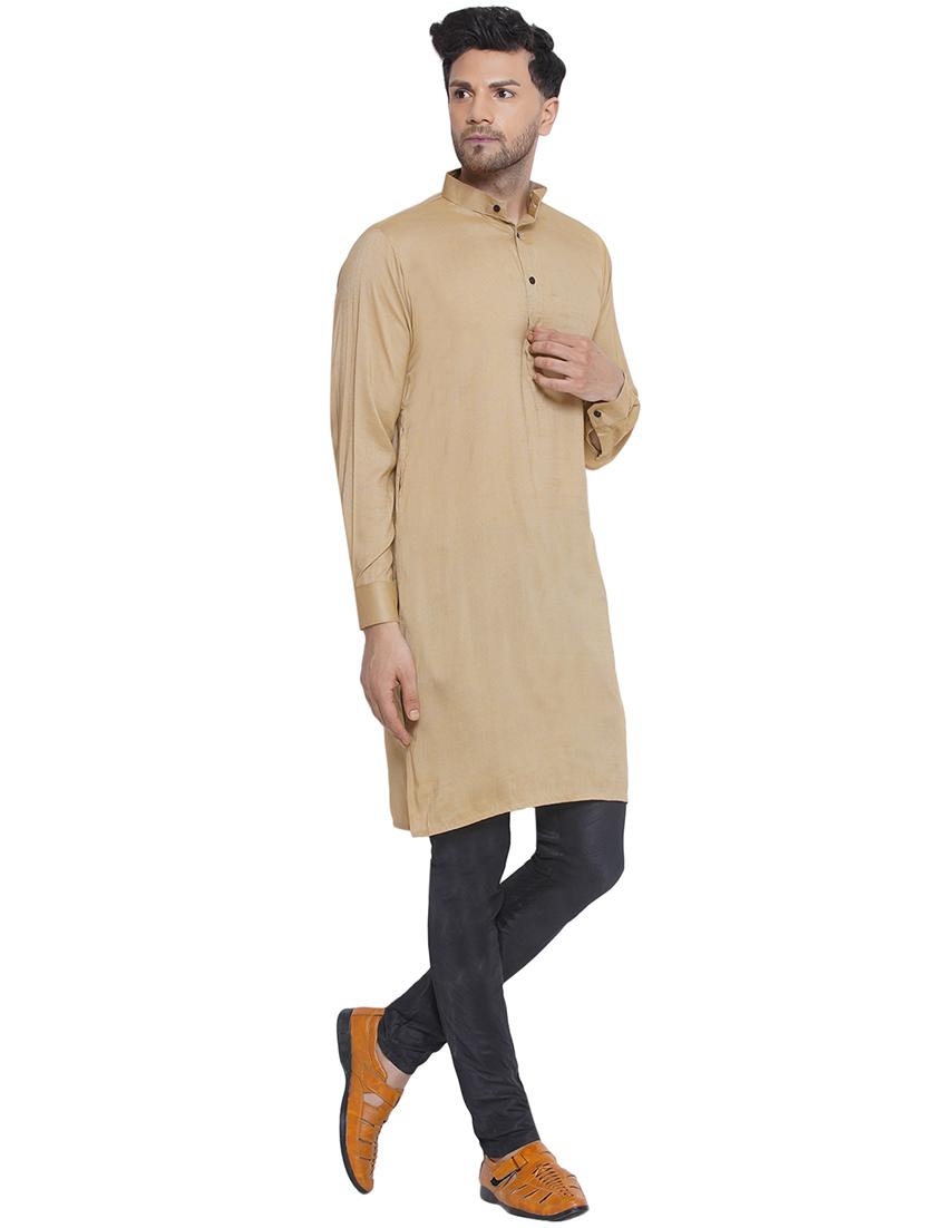 men solid mandarin neck kurta - 21469322 - Standard Image - 1
