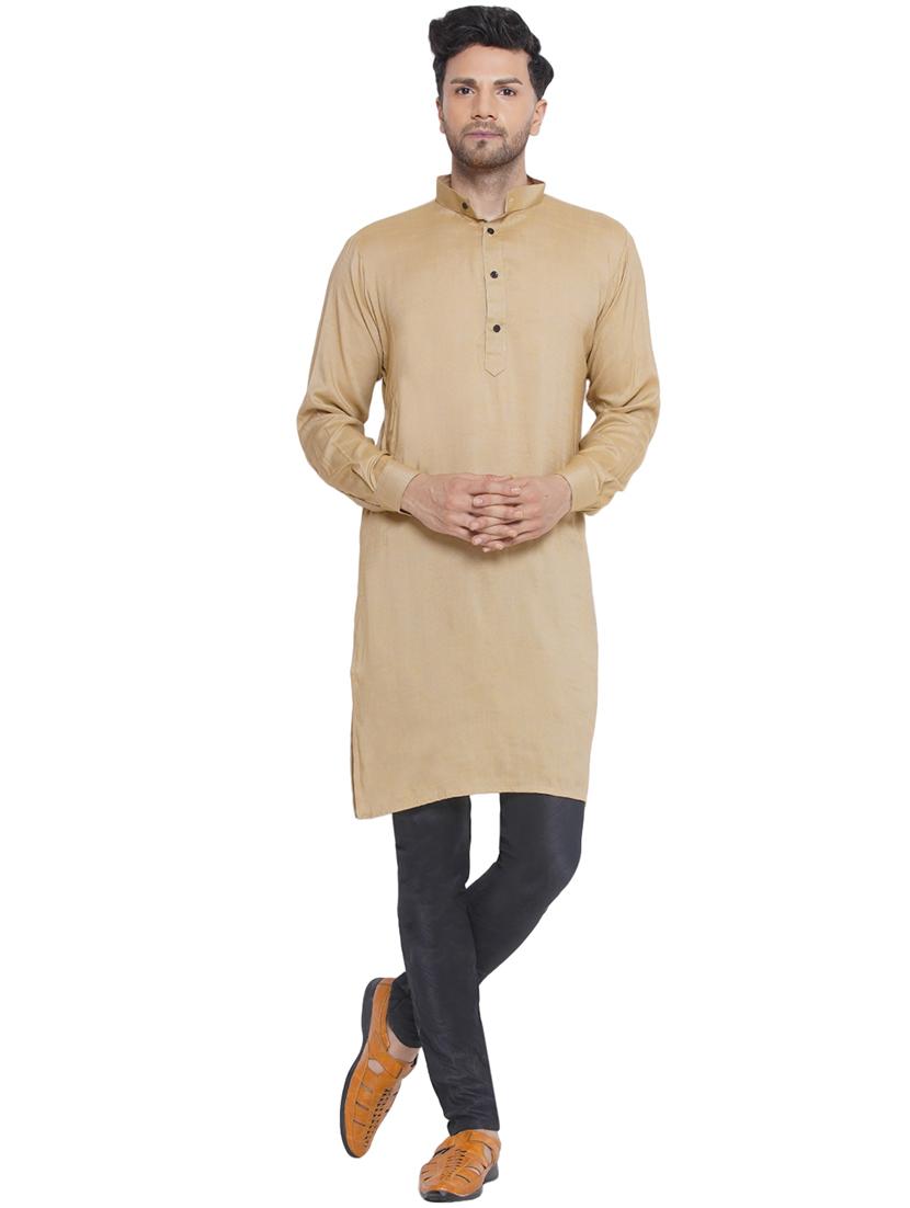 men solid mandarin neck kurta - 21469322 - Standard Image - 4