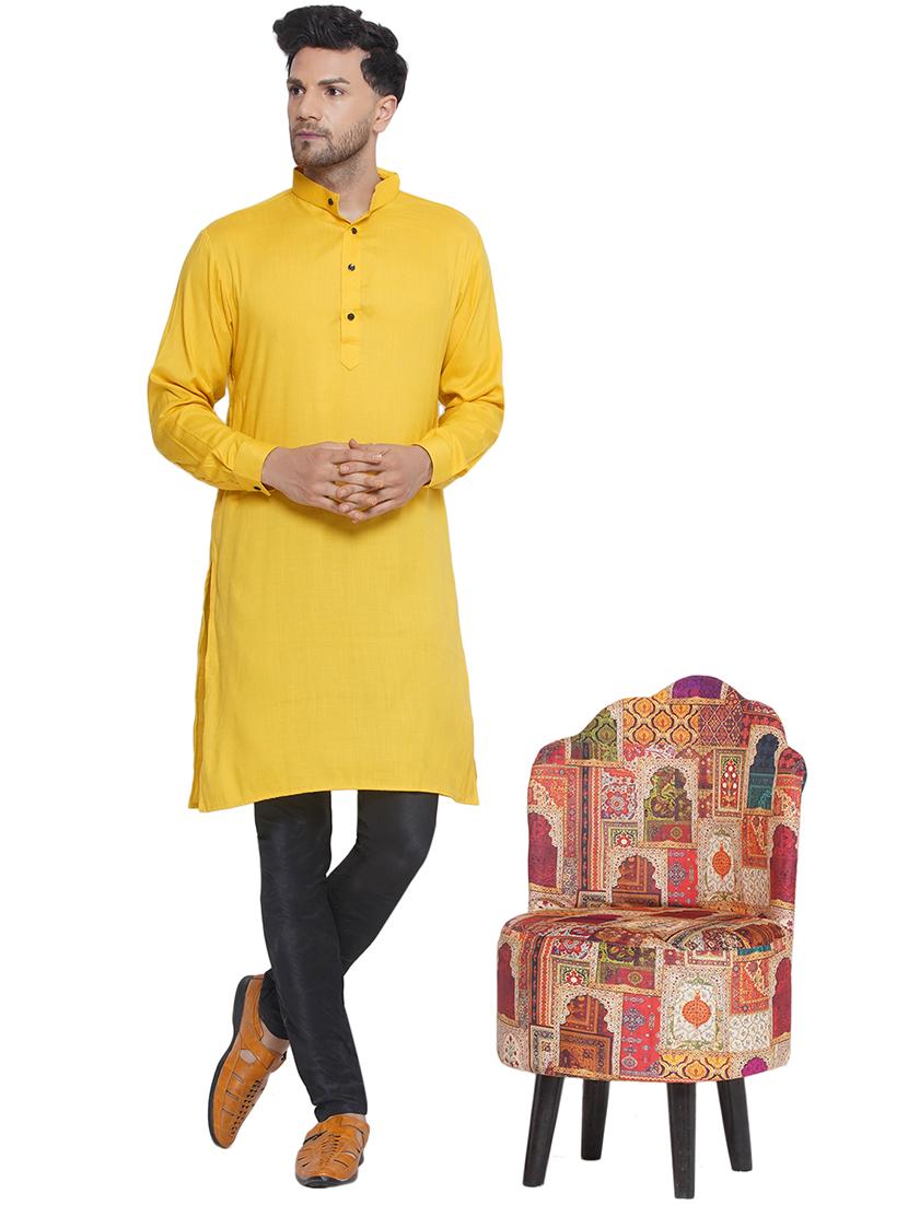 men solid mandarin neck kurta - 21469324 - Standard Image - 4
