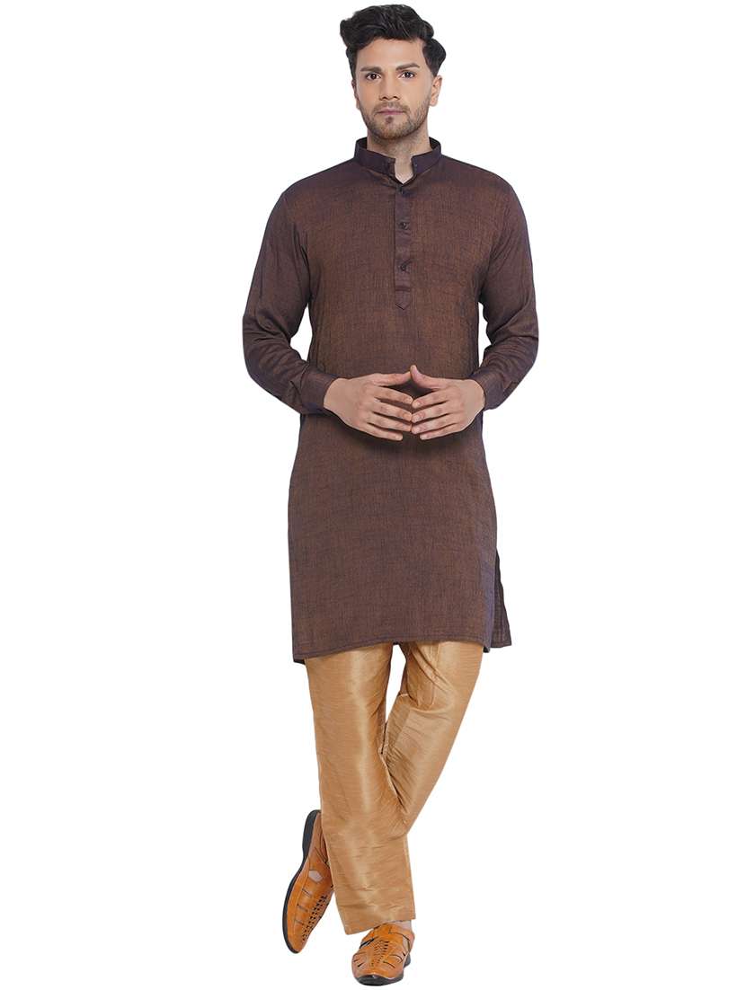 men solid mandarin neck kurta 