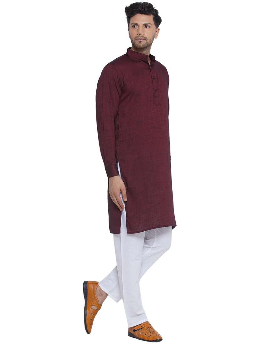 men solid mandarin neck long kurta - 21469332 -  Standard Image - 1