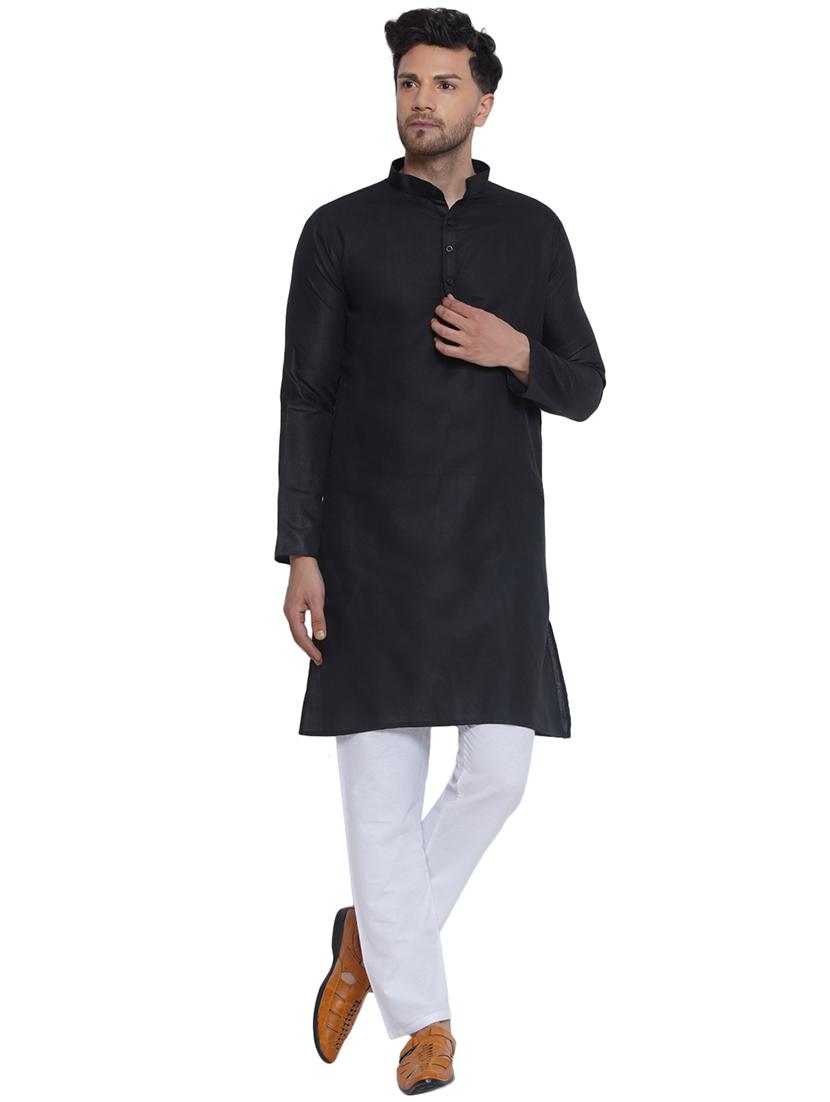 men solid mandarin neck kurta - 21469335 - Standard Image - 4