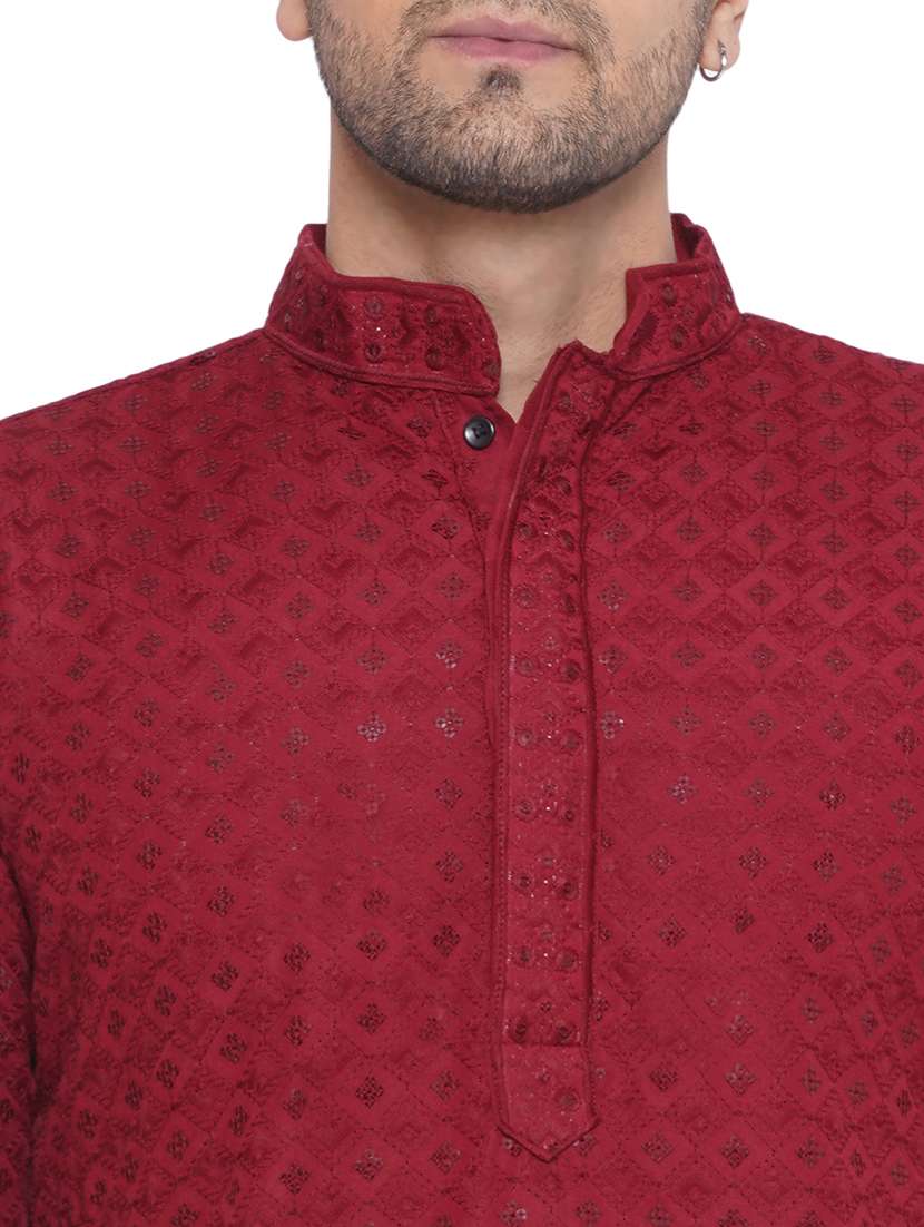 men embroidered mandarin neck long kurta  - 21469347 -  Standard Image - 4