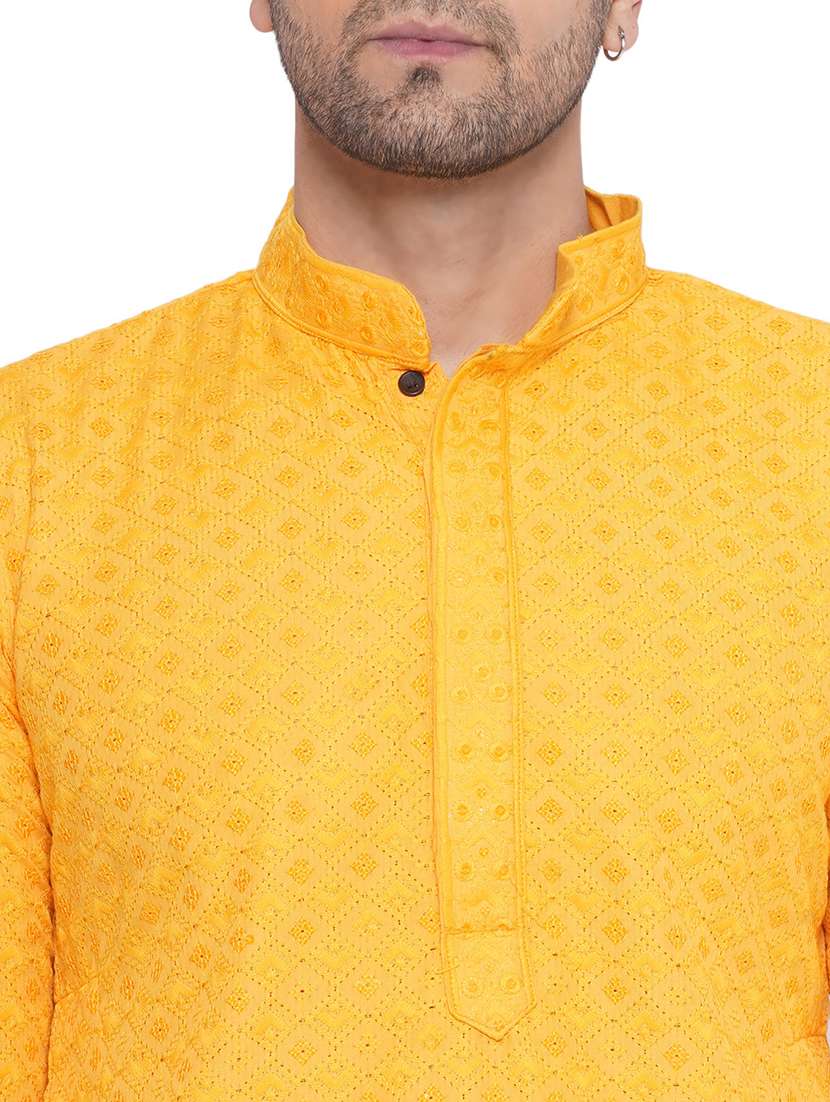 men embroidered mandarin neck long kurta  - 21469351 -  Standard Image - 4