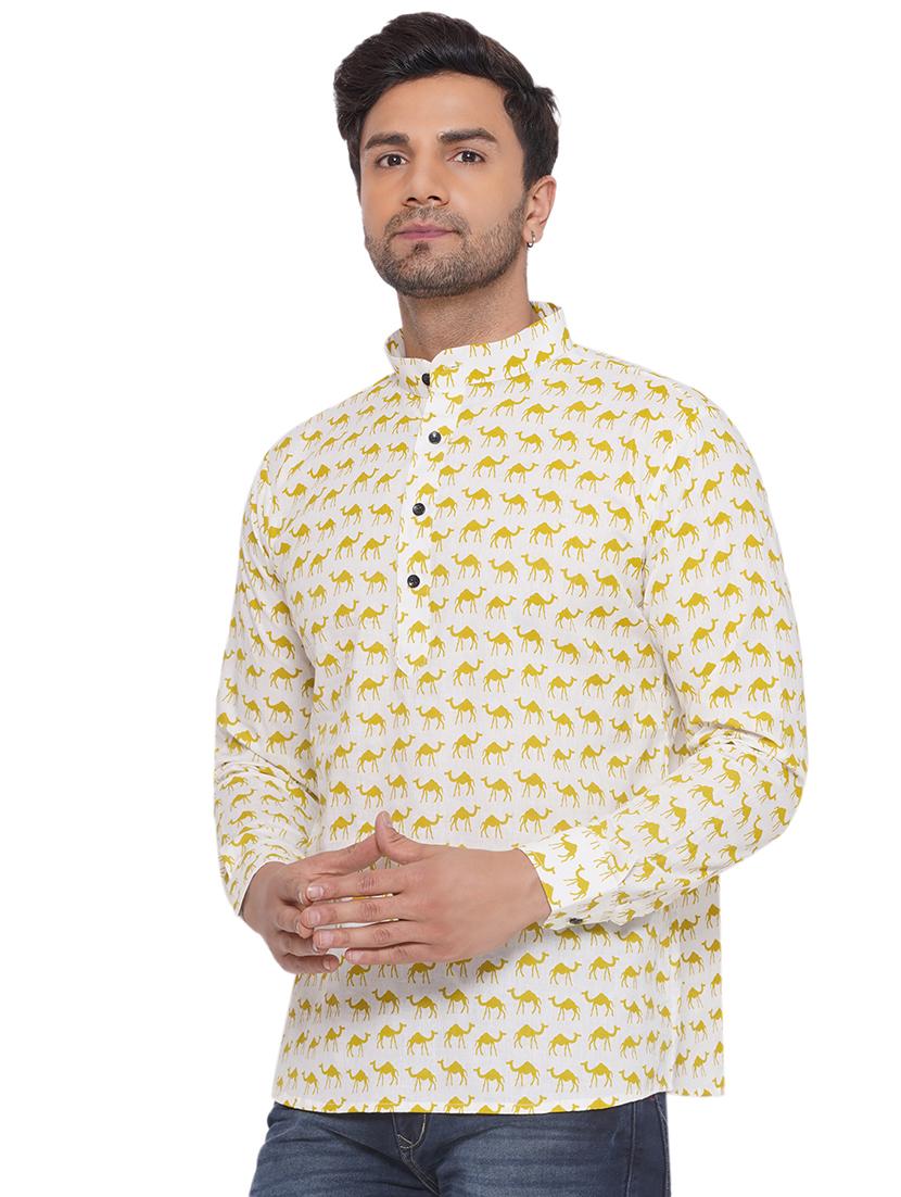 men printed long sleeve short kurta - 21469358 - Standard Image - 1