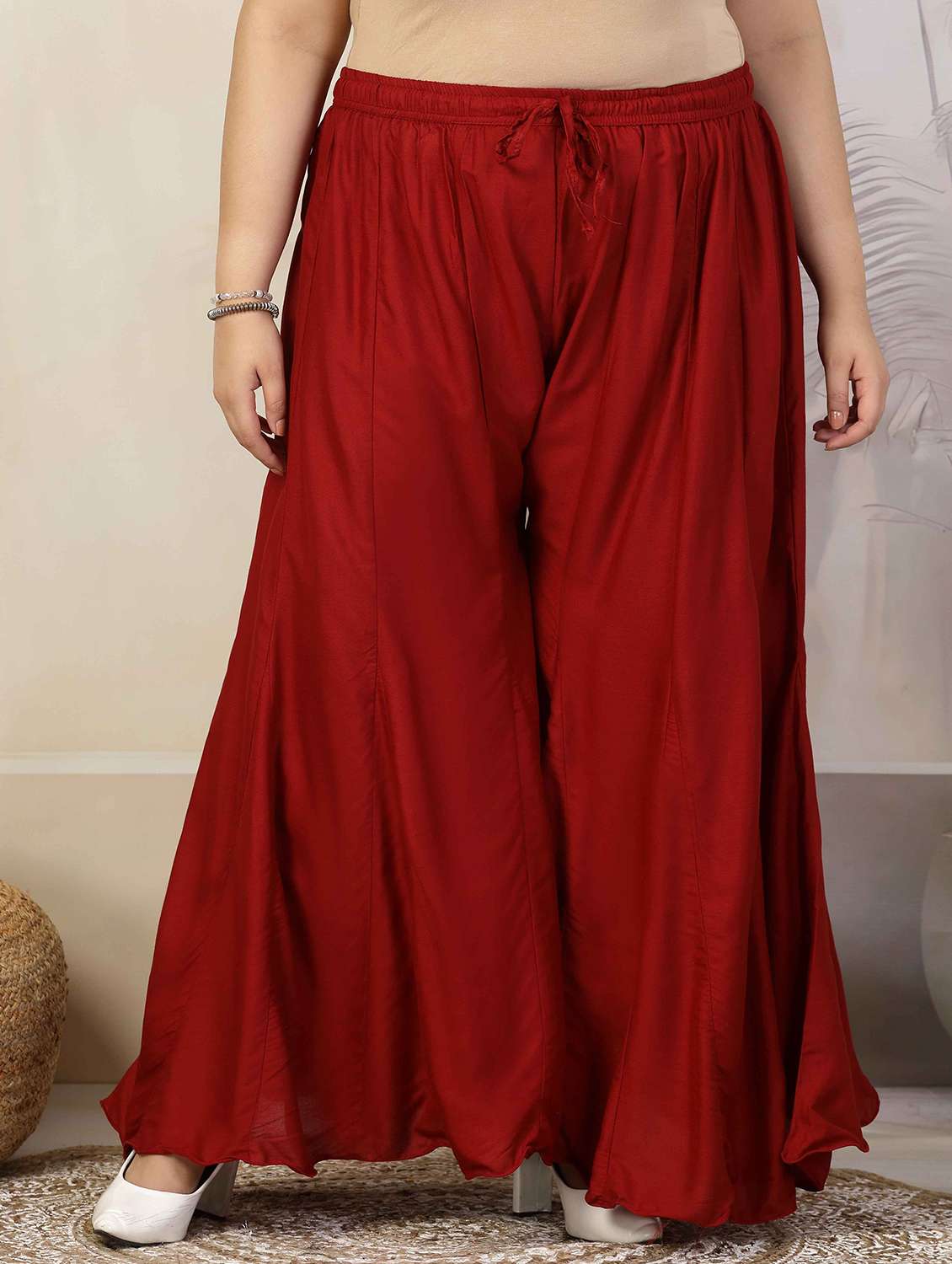 women maroon solid sharara