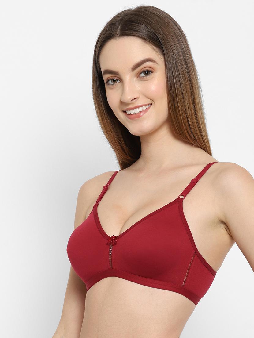 maroon cotton blend regular bra - 21470612 - Standard Image - 1