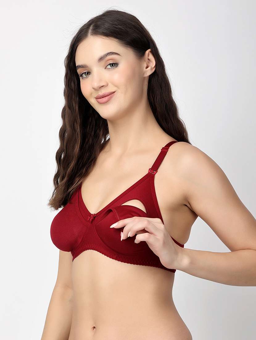 maroon cotton blend regular bra - 21470837 -  Standard Image - 1