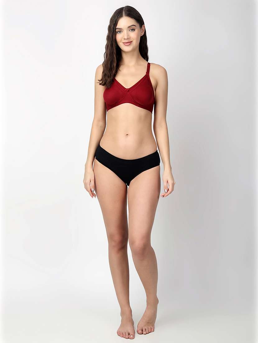 maroon cotton blend regular bra - 21470837 -  Standard Image - 4