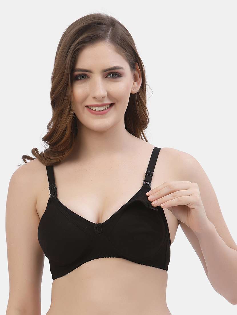 black cotton blend regular bra - 21470840 -  Standard Image - 1