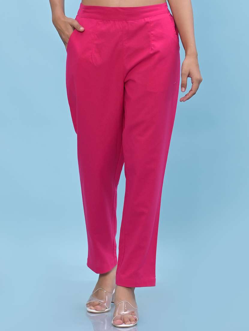 fuchsia solid tailored pants trouser