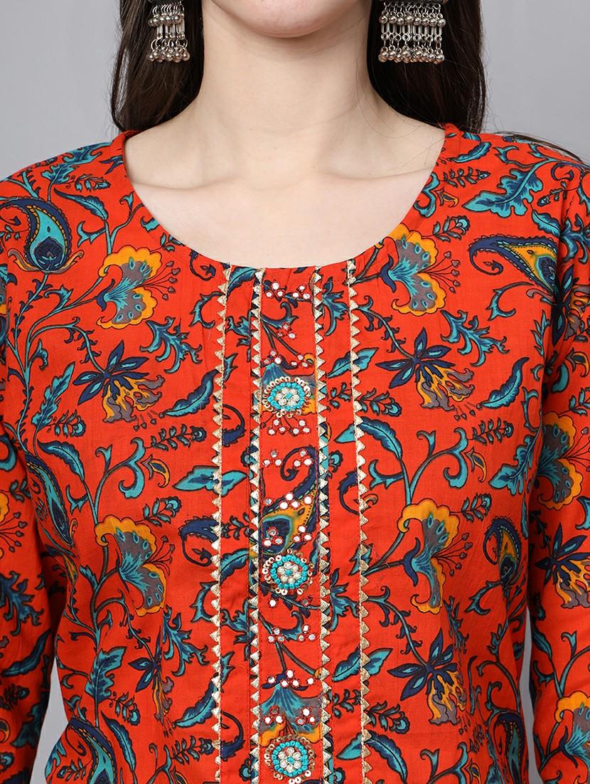 women three quarter sleeve kurta pant with dupatta set - 21471273 - Standard Image - 4