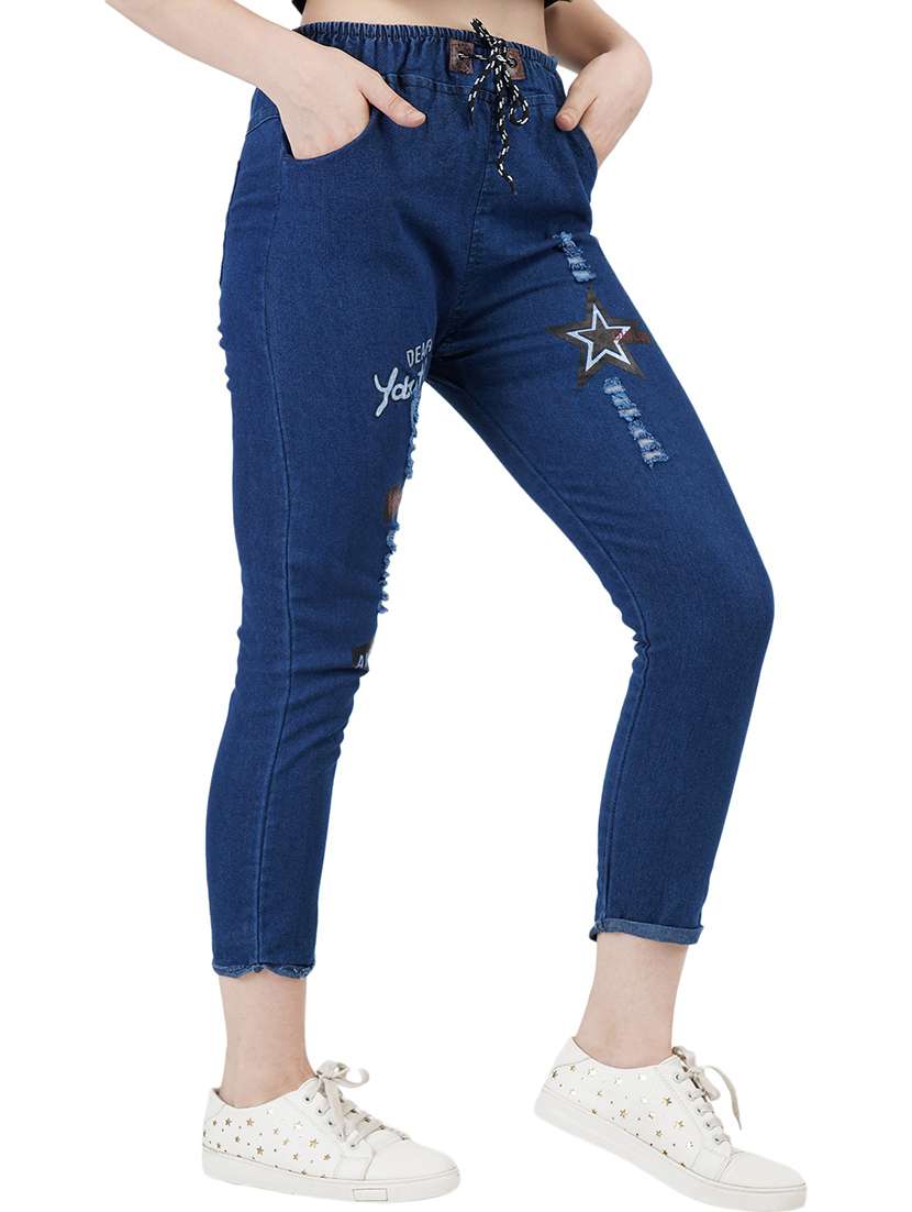 women printed denim jeans - 21471674 -  Standard Image - 1