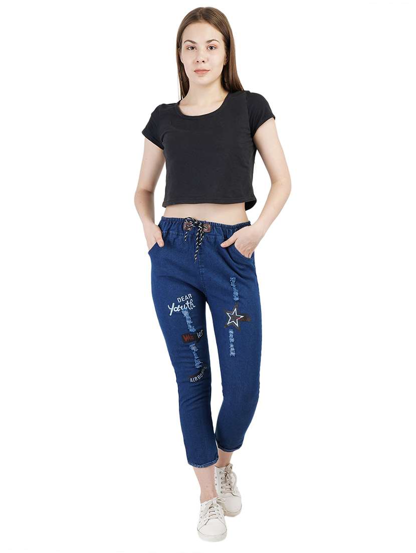 women printed denim jeans - 21471674 -  Standard Image - 4