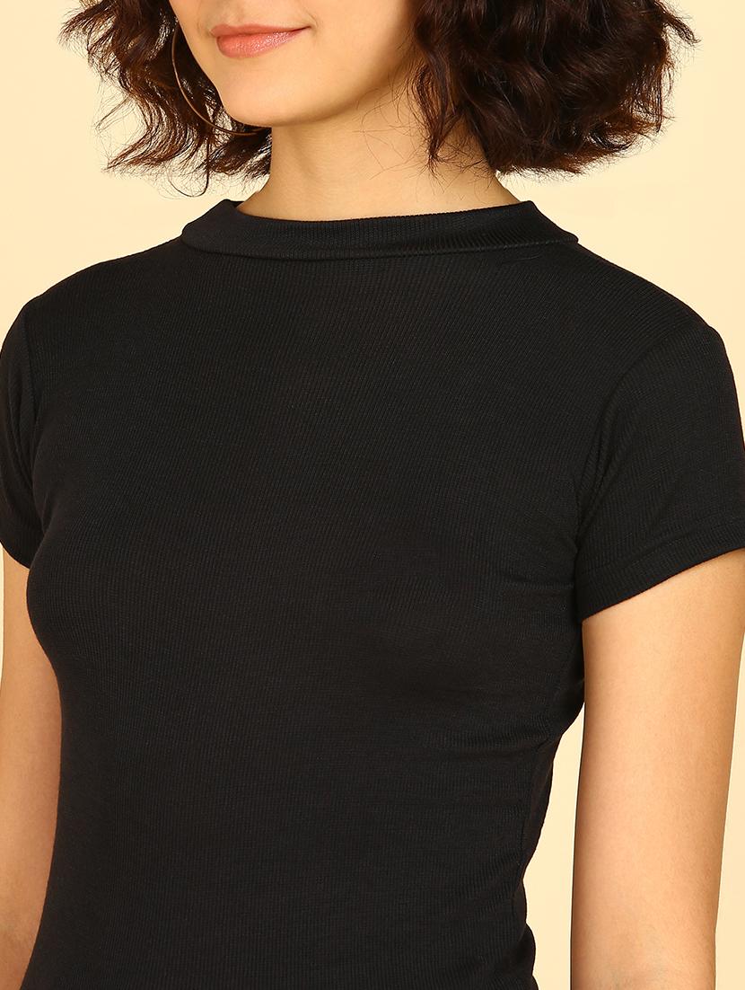 women solid short sleeve cotton top - 21472365 - Standard Image - 4