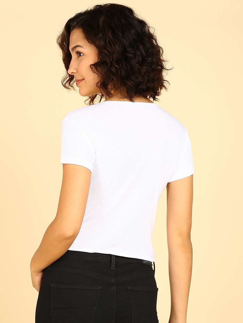 women solid short sleeve cotton top - 21472401 -  Standard Image - 1