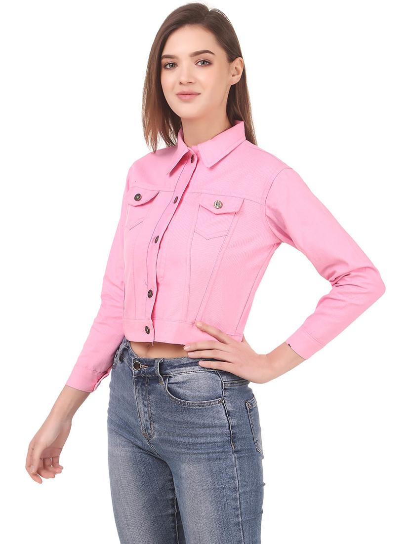 women solid denim jacket - 21472912 - Standard Image - 1