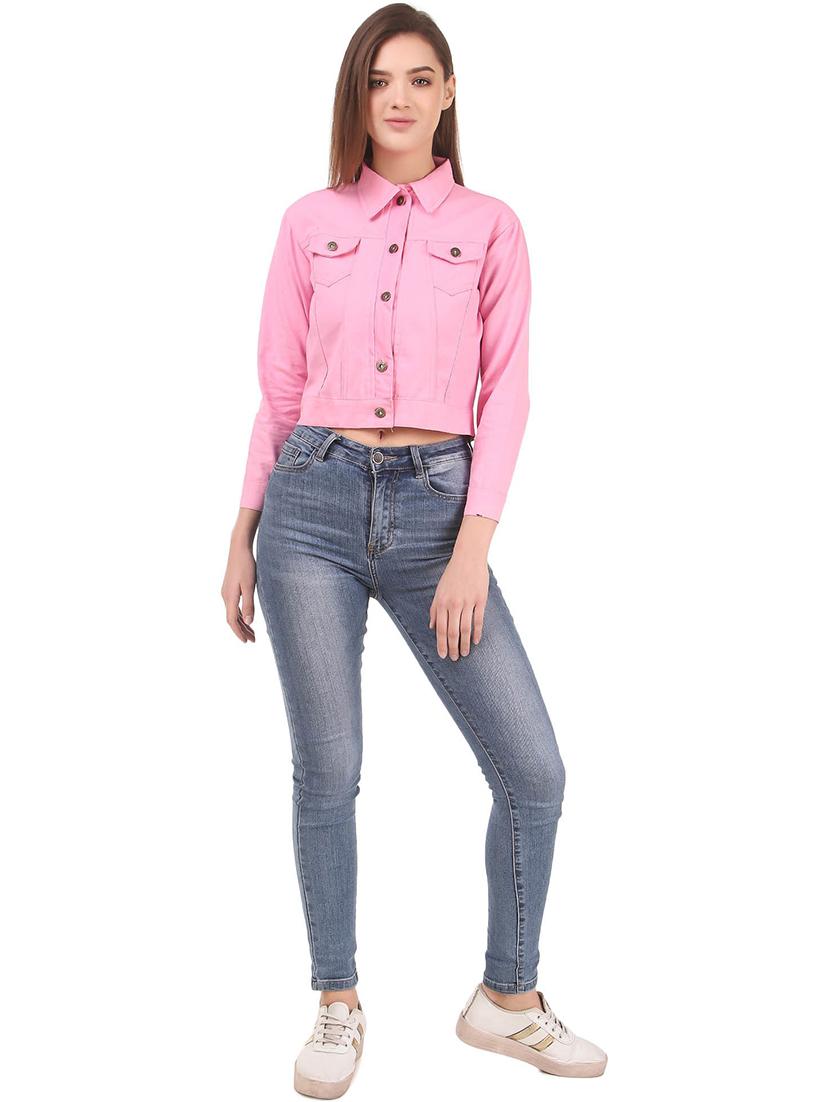 women solid denim jacket - 21472912 - Standard Image - 4
