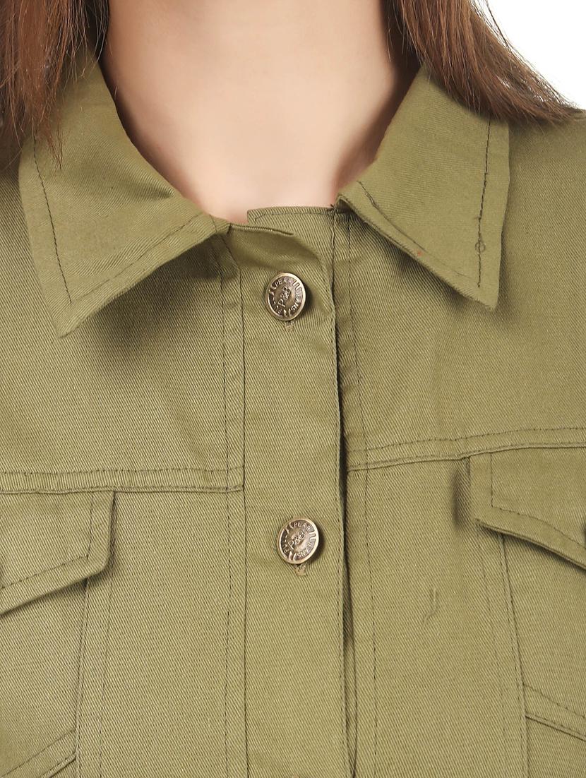 women olive denim summer jacket - 21472915 - Standard Image - 4