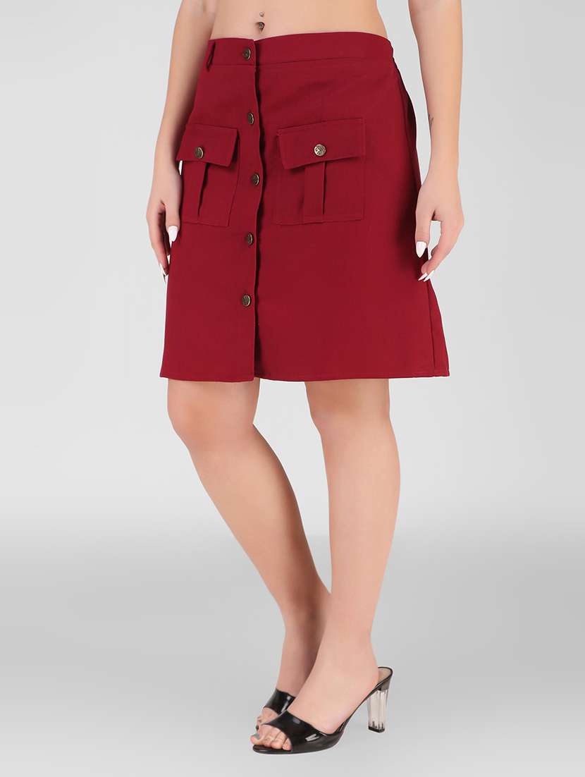 women mid-rise solid a-line skirt - 21473427 -  Standard Image - 1