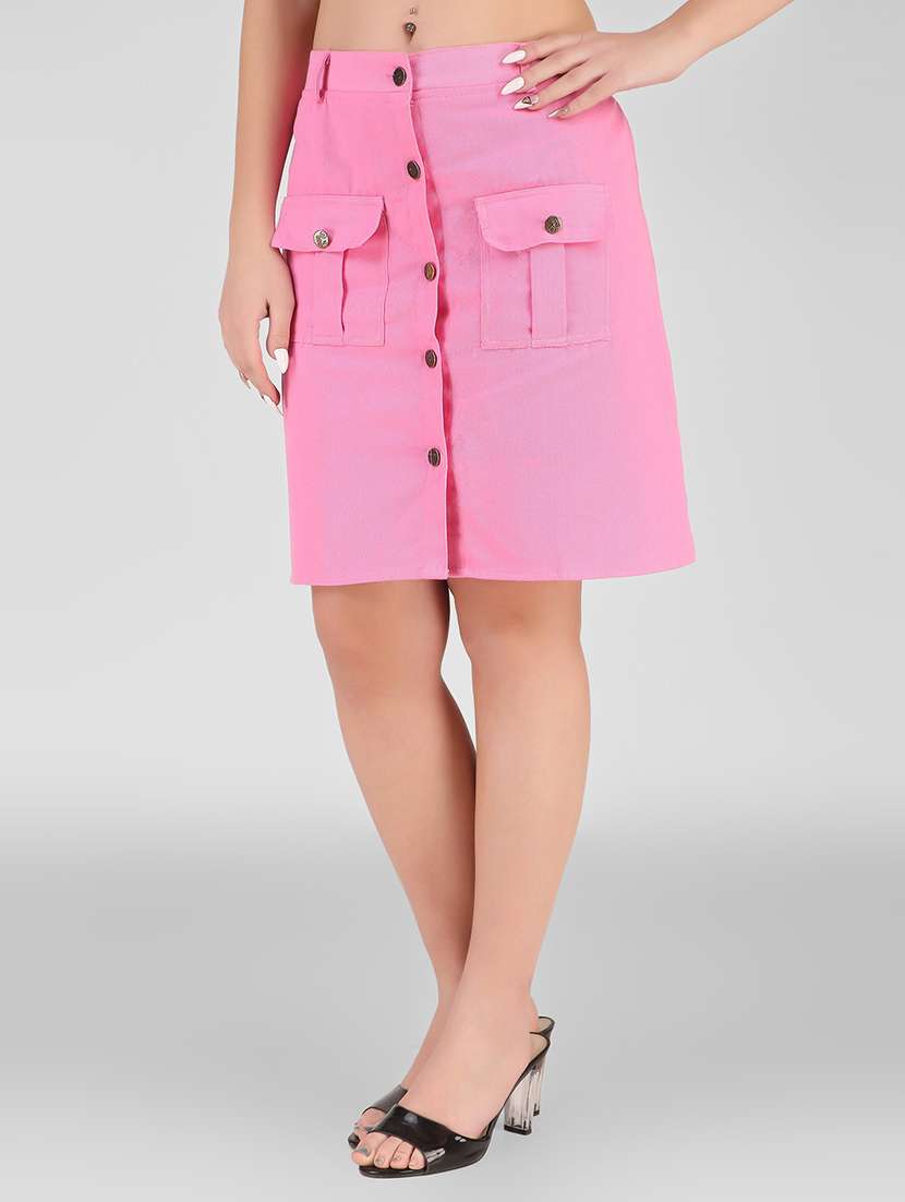 women mid-rise solid a-line skirt - 21473431 - Standard Image - 1