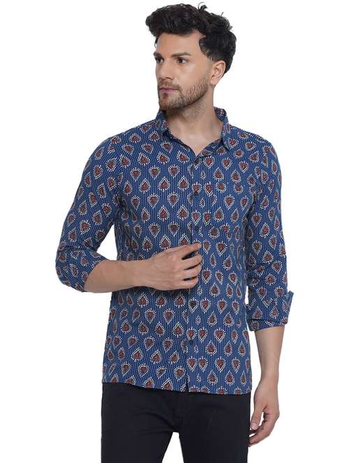men printed long sleeve cotton casual shirt - 21473552 -  Standard Image - 0