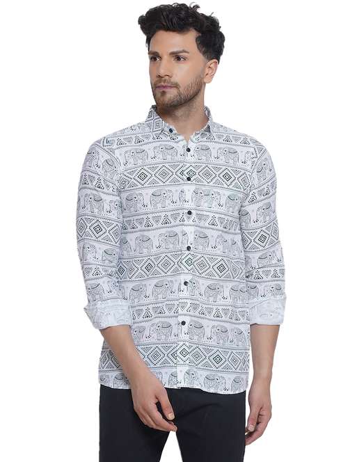 men printed long sleeve cotton casual shirt - 21473553 -  Standard Image - 0