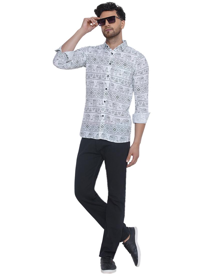 men printed long sleeve cotton casual shirt - 21473553 - Standard Image - 4