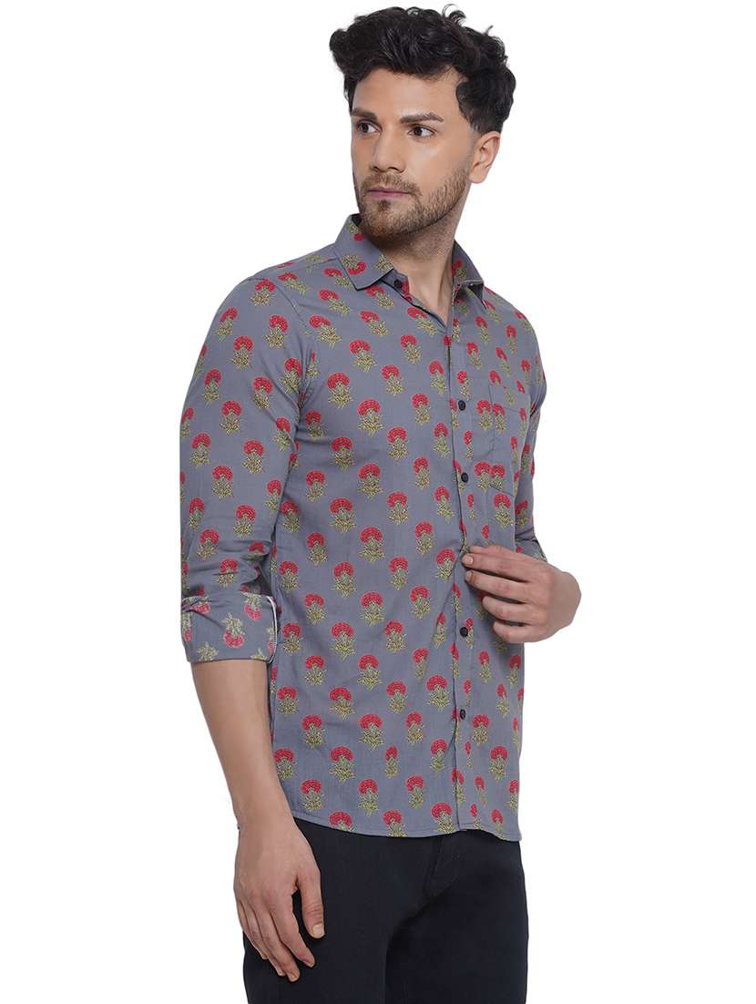 men printed long sleeve cotton casual shirt - 21473554 -  Standard Image - 1
