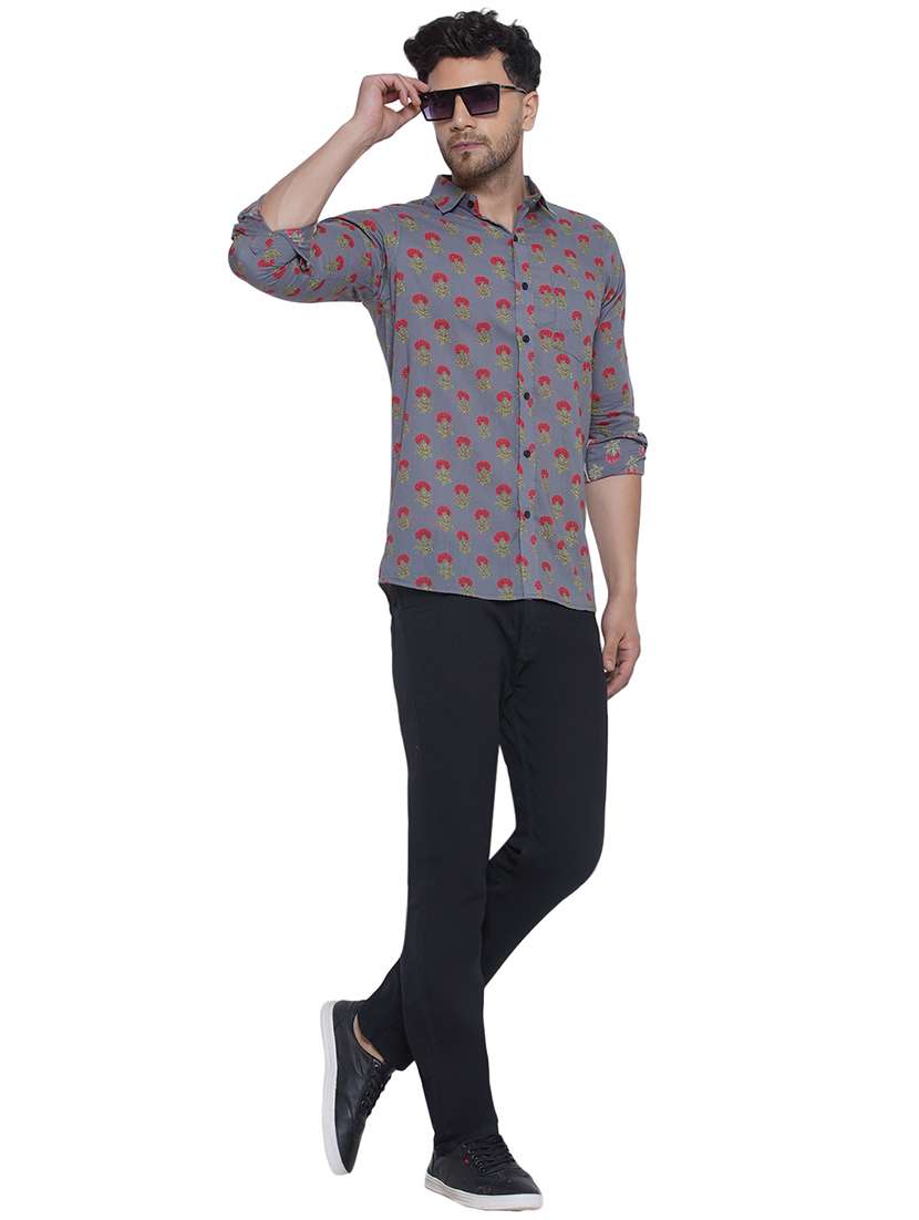 men printed long sleeve cotton casual shirt - 21473554 -  Standard Image - 4