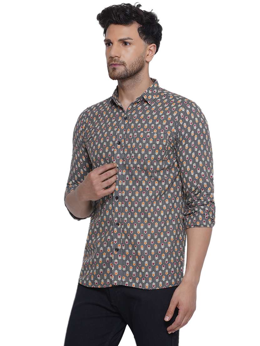 men printed long sleeve cotton casual shirt - 21473557 - Standard Image - 1