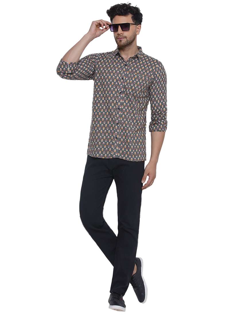 men printed long sleeve cotton casual shirt - 21473557 - Standard Image - 4