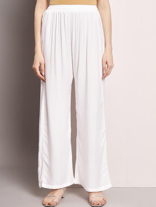 women solid mid rise rayon palazzo - 21473822 -  Standard Image - 0