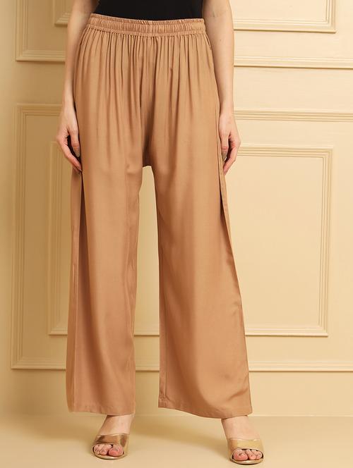 women full length solid palazzo - 21473824 - Standard Image - 0