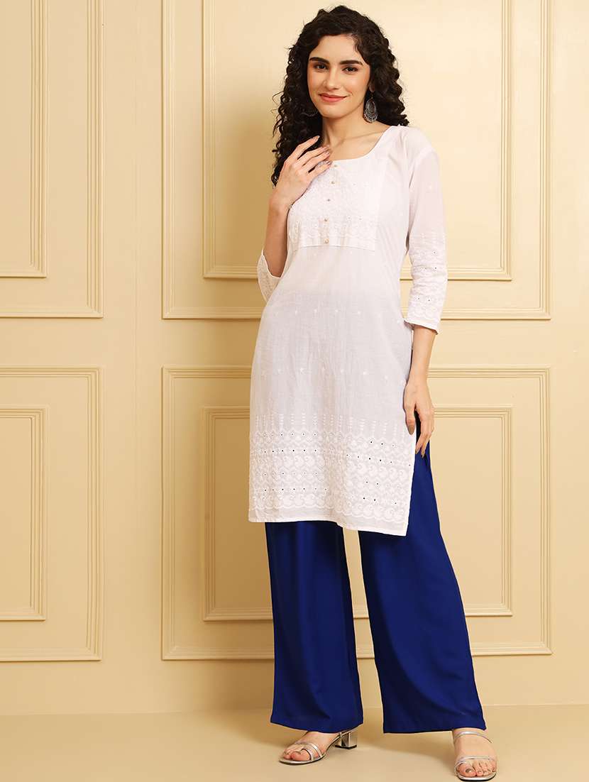 women solid mid rise rayon palazzo - 21473829 - Standard Image - 4