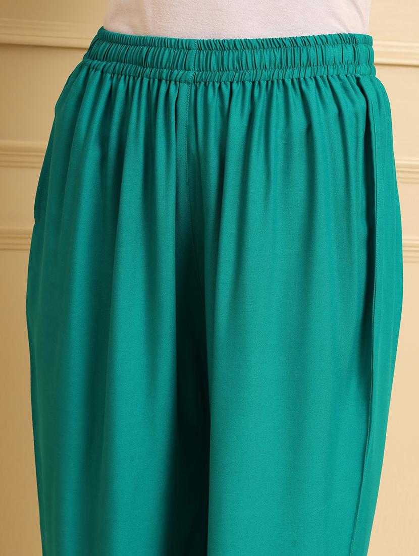 women solid mid rise rayon palazzo - 21473832 - Standard Image - 4