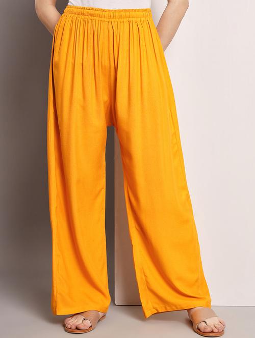 women solid mid rise rayon palazzo - 21473834 -  Standard Image - 0