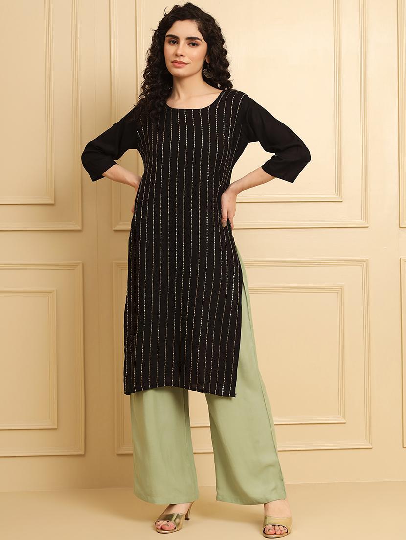 women solid mid rise rayon palazzo - 21473835 - Standard Image - 4