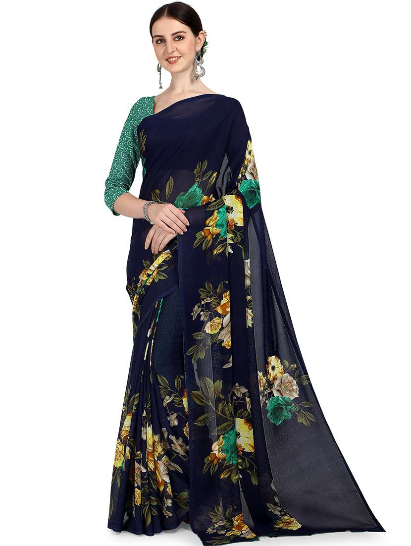 women printed casual wear sarees with blouse