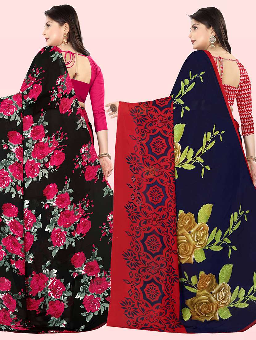 women pack of 2 casual wear combo sarees with blouse - 21473854 -  Standard Image - 1