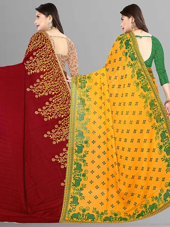 women pack of 2 casual wear combo sarees with blouse - 21473932 -  Standard Image - 1