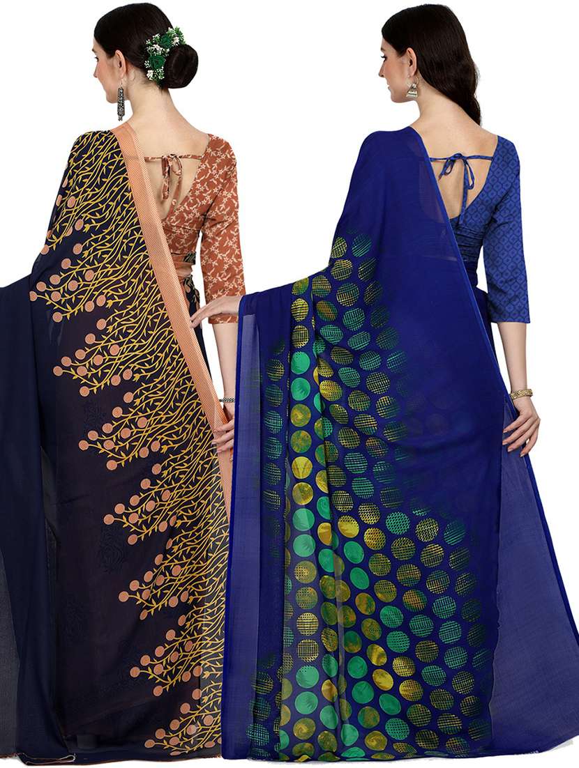 women pack of 2 casual wear combo sarees with blouse - 21473937 -  Standard Image - 1