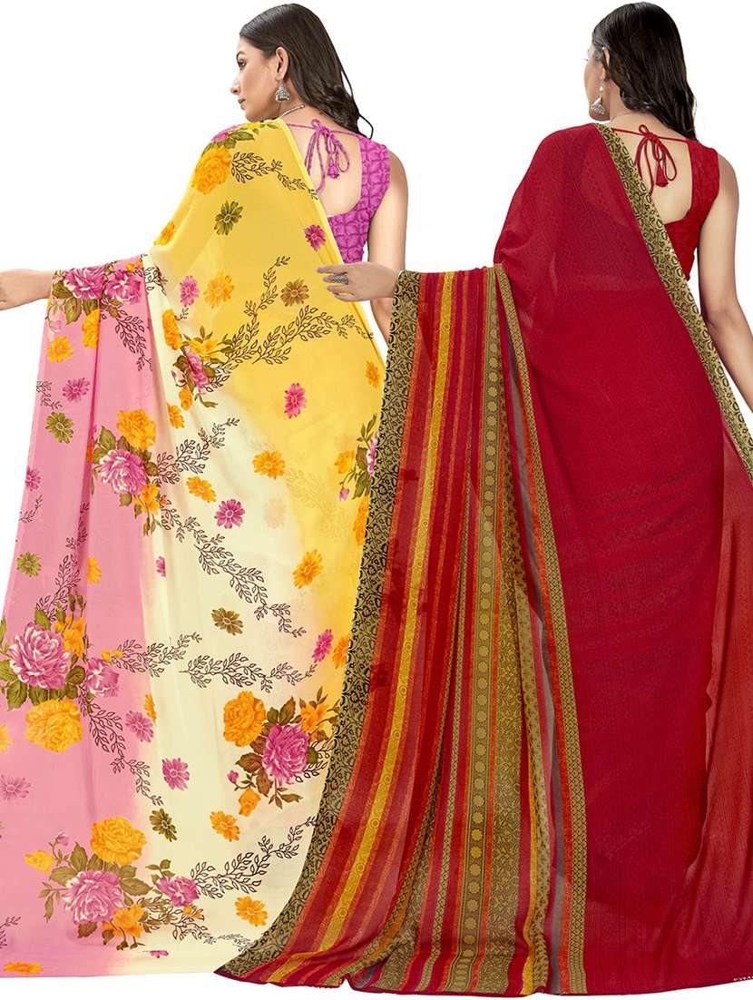 women pack of 2 casual wear combo sarees with blouse - 21474045 -  Standard Image - 1