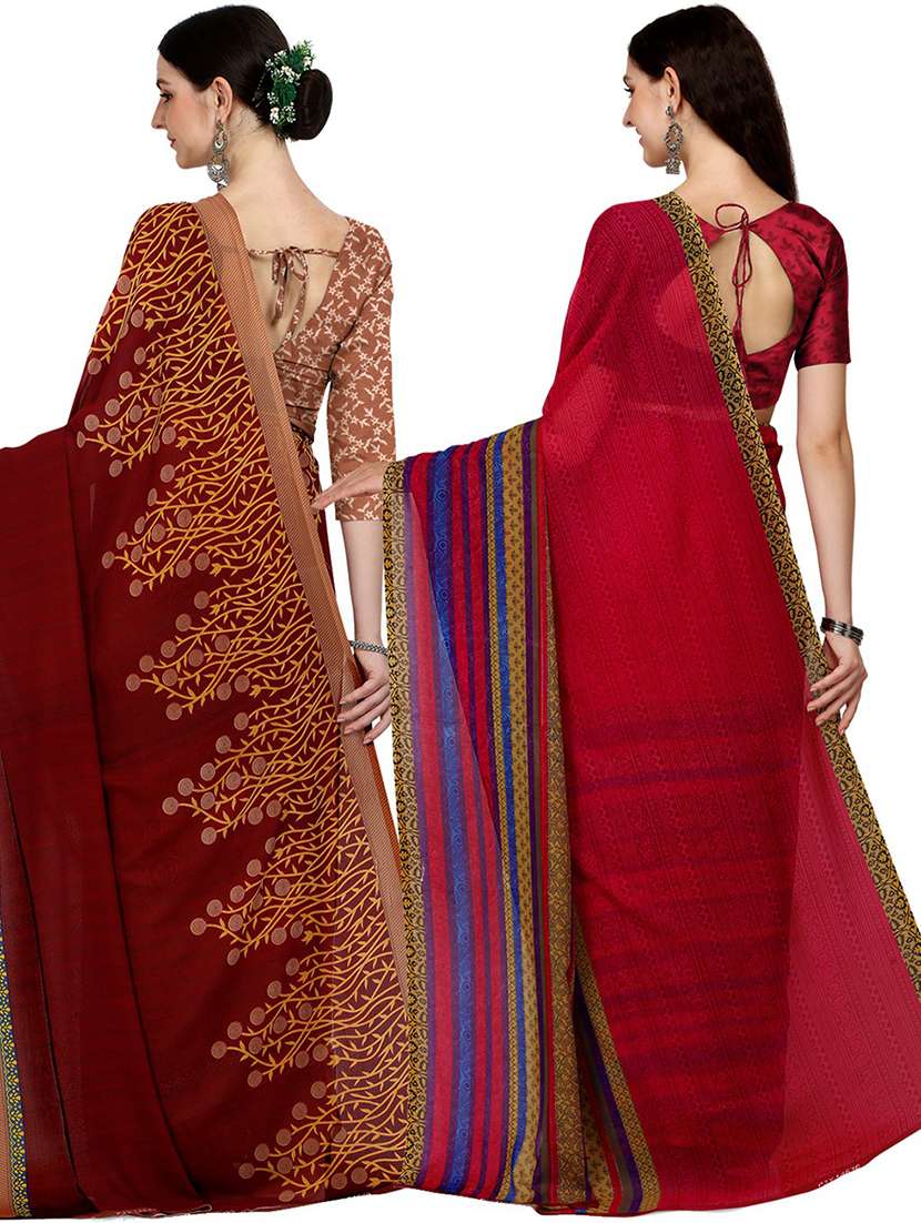 women pack of 2 casual wear combo sarees with blouse - 21474106 -  Standard Image - 1
