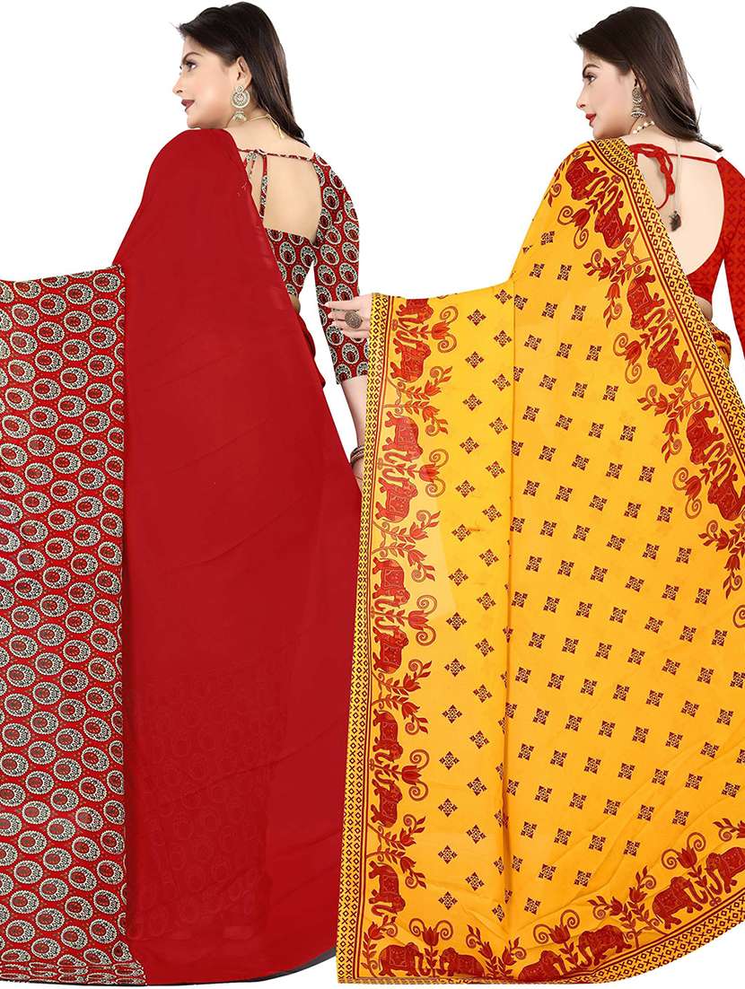 women pack of 2 casual wear combo sarees with blouse - 21474115 -  Standard Image - 1