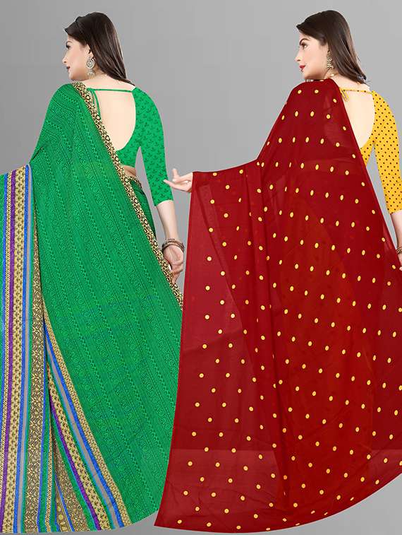 women pack of 2 casual wear combo sarees with blouse - 21474117 -  Standard Image - 1