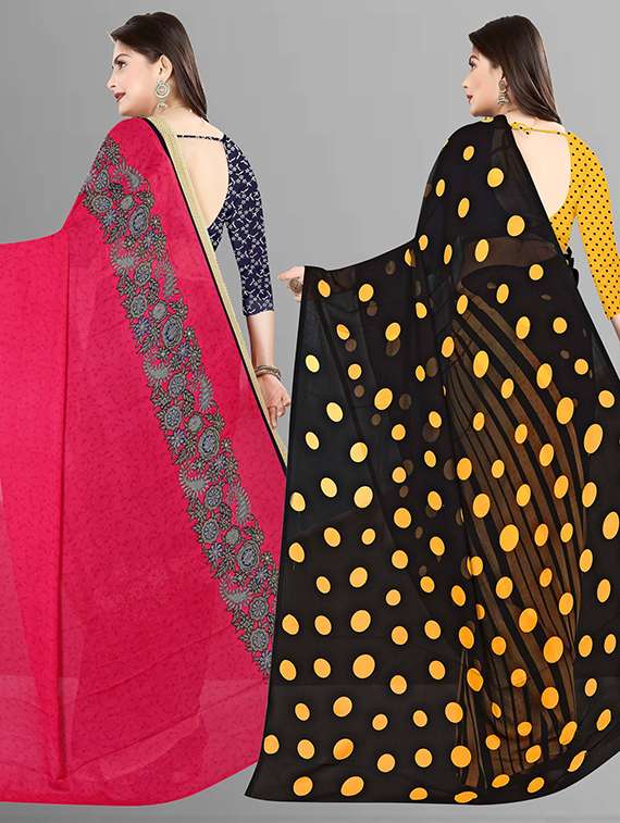women pack of 2 casual wear combo sarees with blouse - 21474135 -  Standard Image - 1