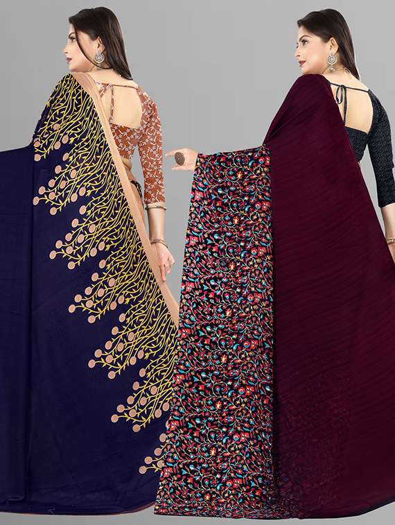 women pack of 2 casual wear sarees with blouse - 21474166 -  Standard Image - 1