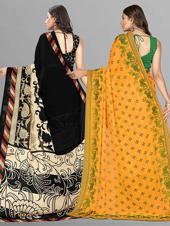 women pack of 2 casual wear sarees with blouse - 21474190 -  Standard Image - 1