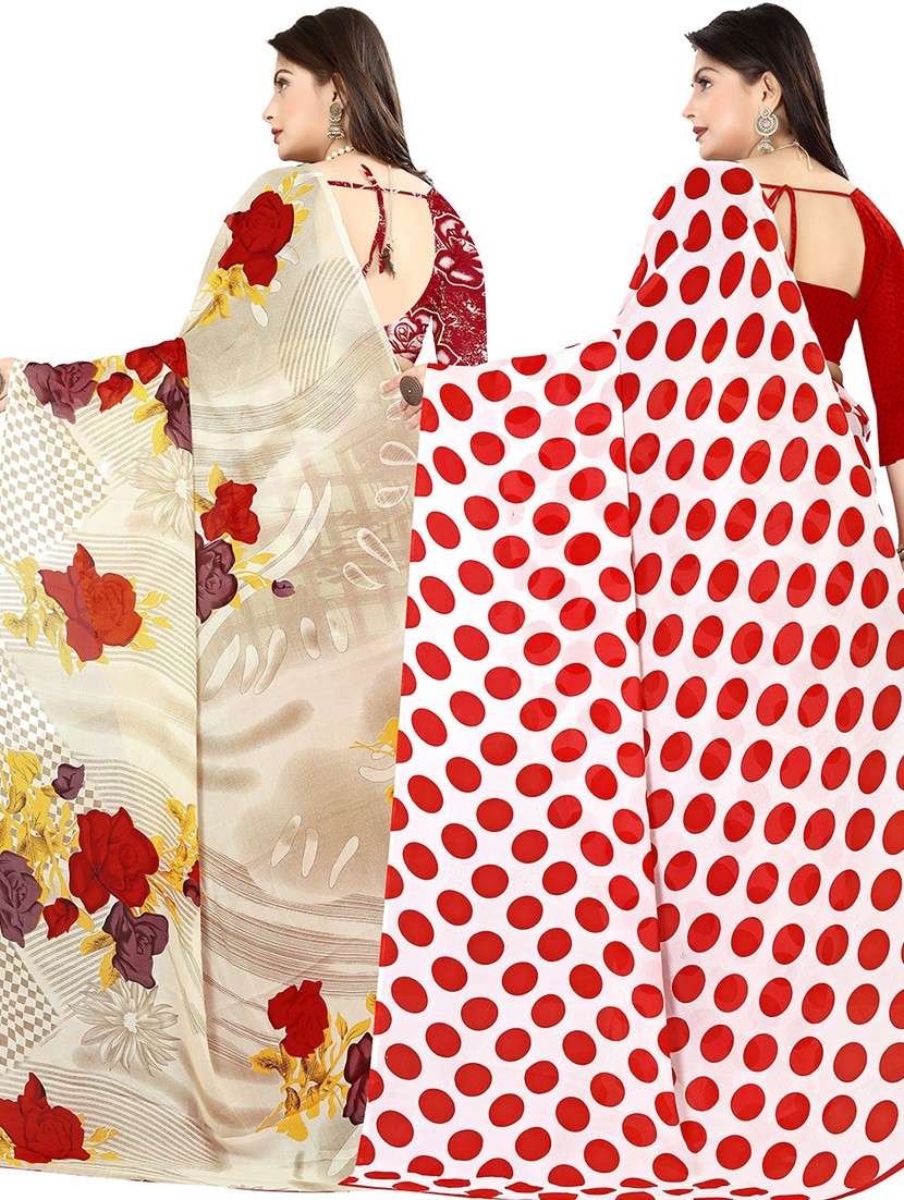 women pack of 2 casual wear sarees with blouse - 21474206 -  Standard Image - 1